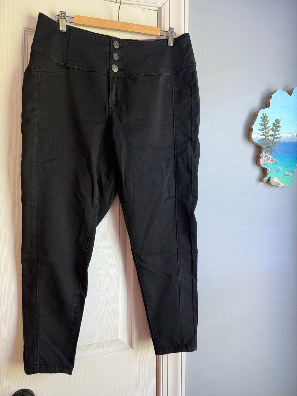 Lane Bryant Black High-Waist Ankle Jeans with Triple Button